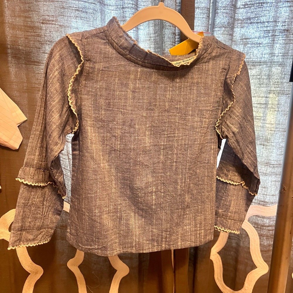 Roller Rabbit girls Ruffled Denim Blue Top